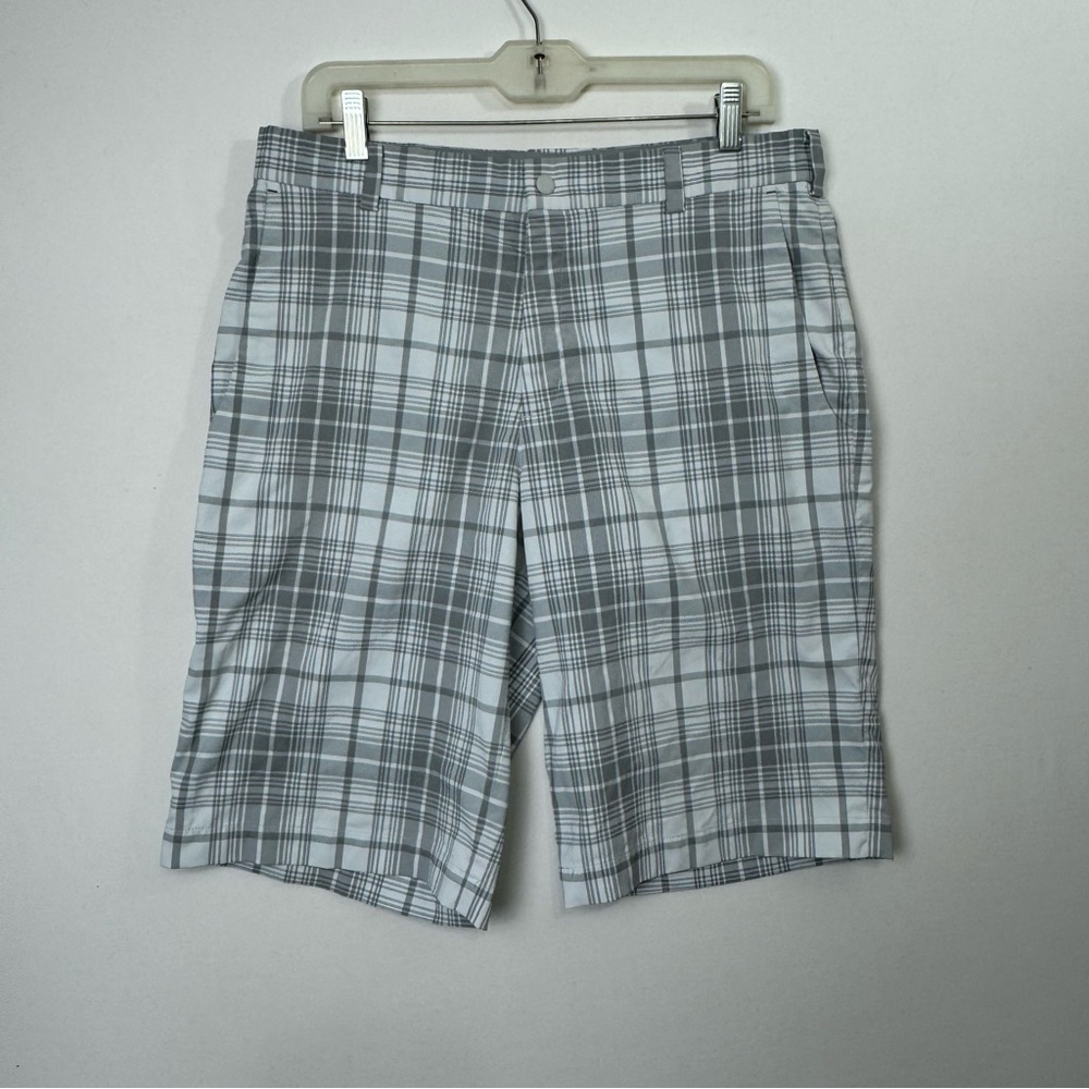 Nike Golf Tour Performance Grey Plaid Pattern Shorts Men’s Medium Waist 32